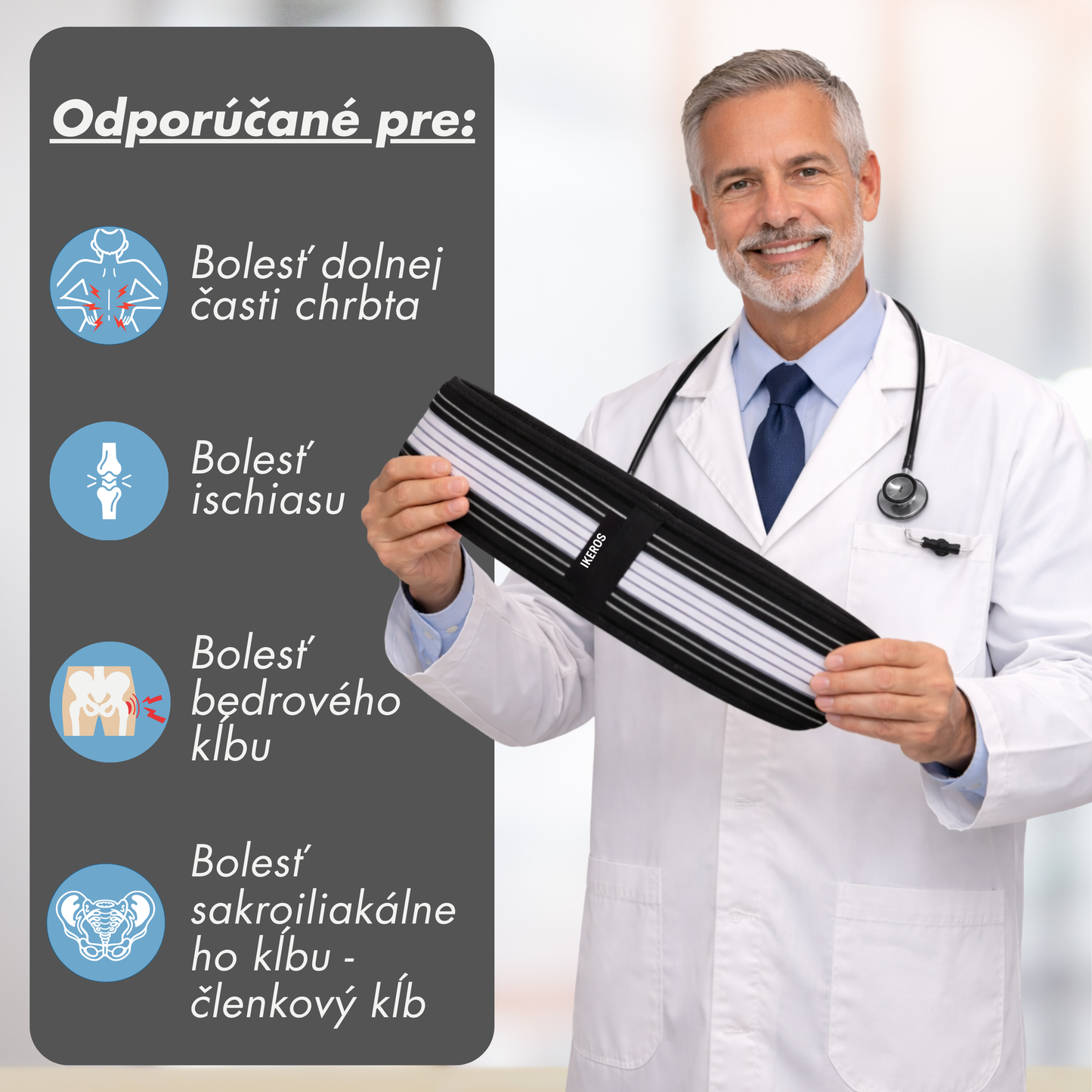 Ortopedický pás IKEROS™ Trpíte ischiasom alebo bolesťami chrbta?